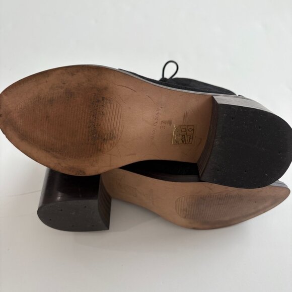 Kurt Geiger Black Suede Lace Up Ankle Boots Block Heel Sz 37 US 36.5-7 Spain - Picture 10 of 11